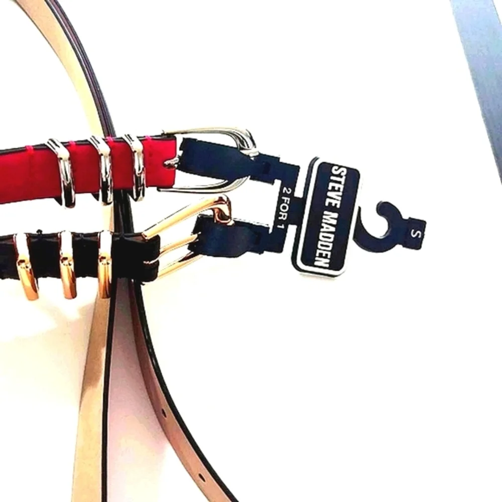 Steve Madden 2 Belts Size Small Red/Black